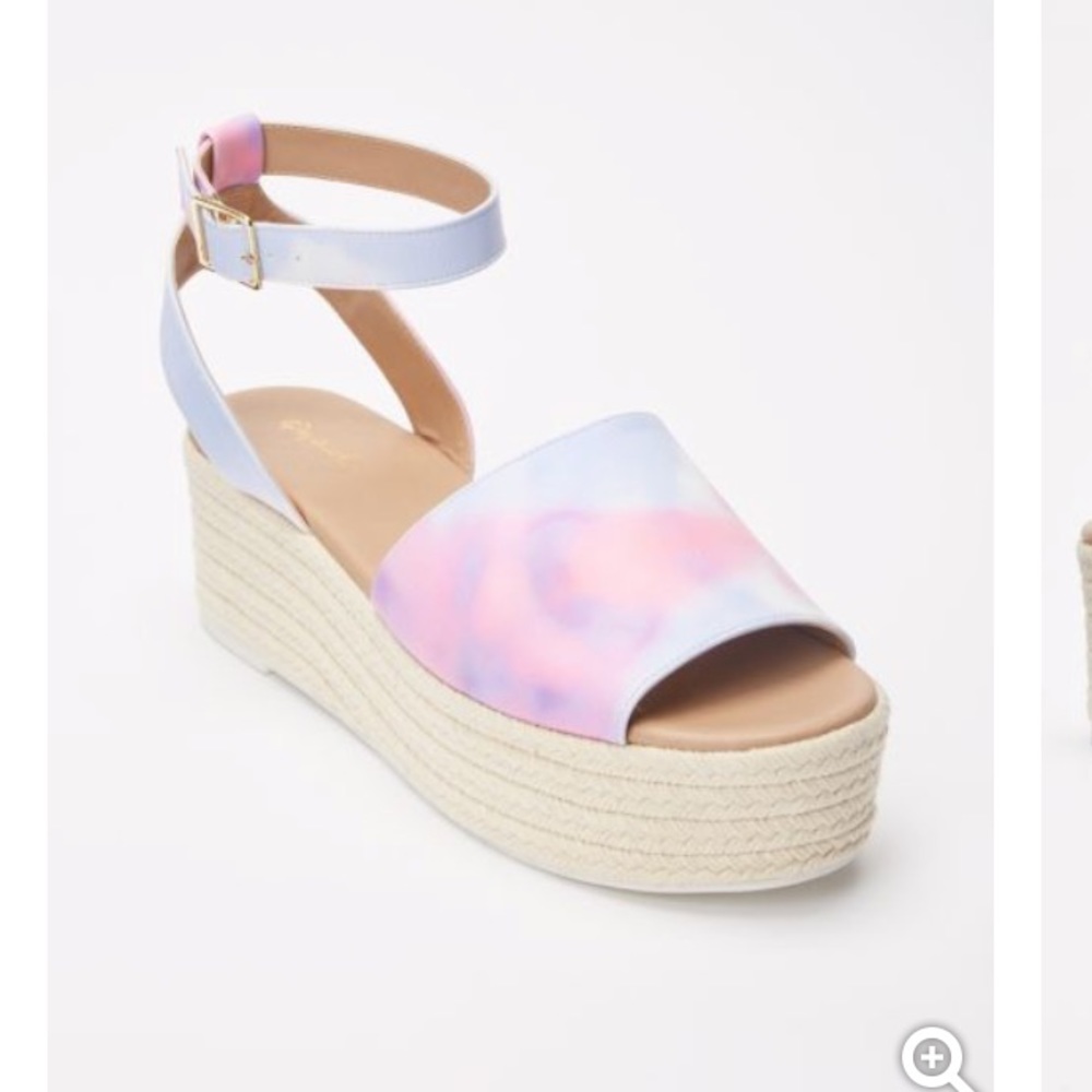 Pink Tie Dye Platform Espadrille Sandals